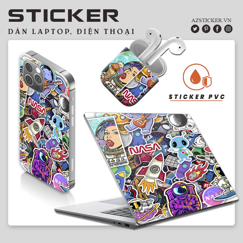 [Set 100+] Sticker Phi Hành Gia | Dán Nón Bảo Hiêm, Điện Thoại, Laptop, Bình Nước...Chống Nước, Chống Bay Màu