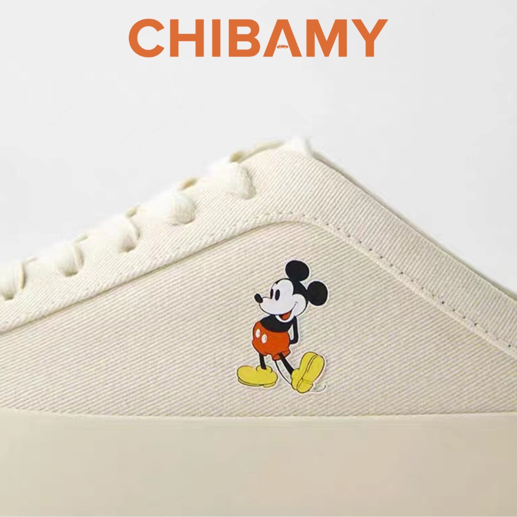 Giày Sục Thể Thao Nữ MK chất canvas màu Kem 3cm From rộng