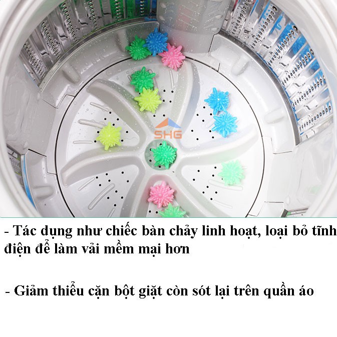 COMBO 10 BÓNG GIẶT GAI NHÍM CAO CẤP, KÍCH THƯỚC 5 CM, CHẤT LIỆU MỀM DẺO, BÓP DỄ DÀNG