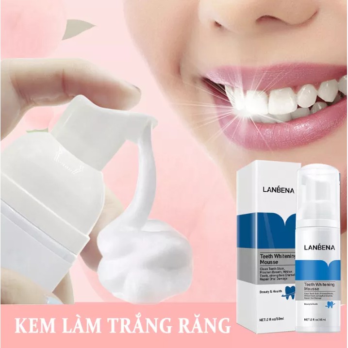 Trắng Răng Tinh Chất Bạc Hà Khử Mùi Hôi Miệng Làm Sạch Vết Ố 60ML LANBENA