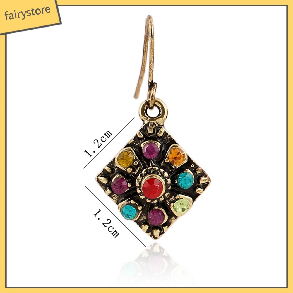 Khuyên tai đính đá nhiều màu sắc phong cách bohemian