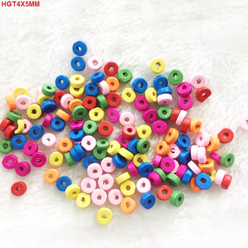 HG03- Hạt gỗ trụ 4x5 mm nhiều màu - 50 g/bịch