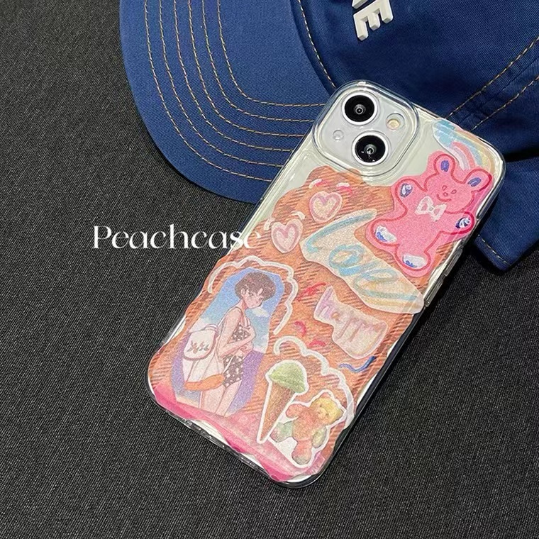 Ốp Điện Thoại Trong Suốt In Hình Gấu Thỏ Cho iPhone 13 12 Pro Max Xr Xs Max 11 Pro Max 7 8 Plus