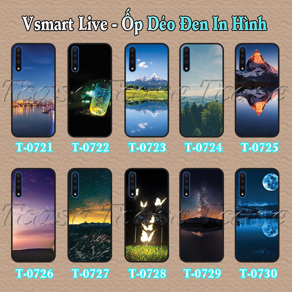 Ốp lưng Vsmart Live dẻo đen in hình Phong Cảnh