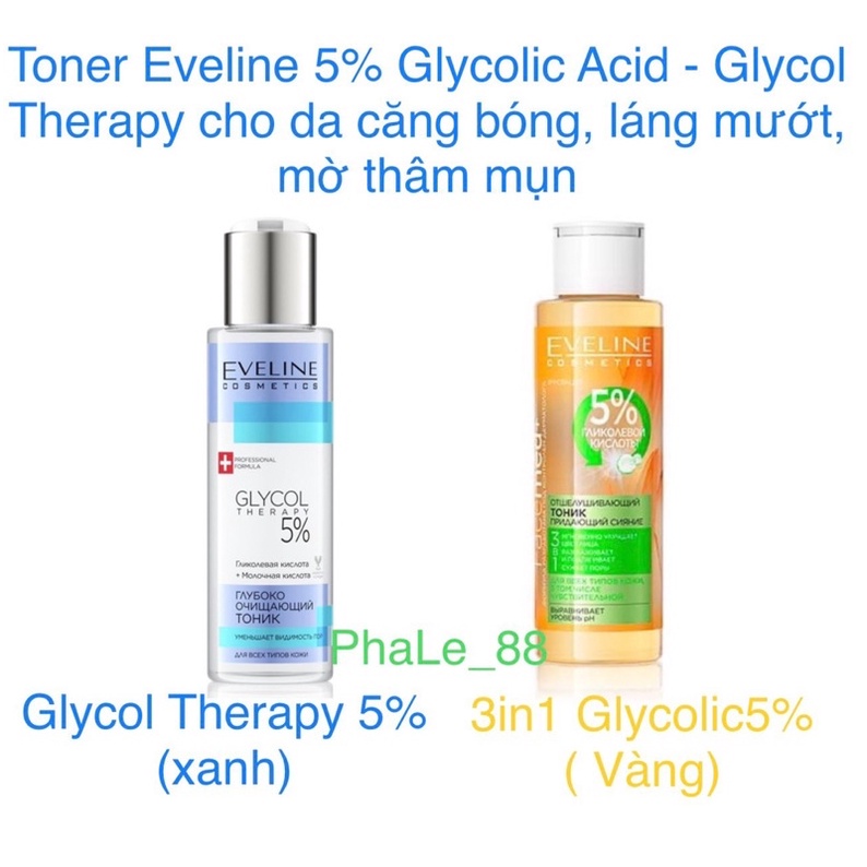 Toner Nước Hoa Hồng Eveline Glycolic 5% cho da căng bóng láng mịn, mờ thâm mụn 110ml