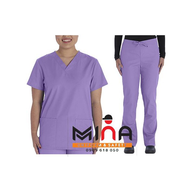 Bộ scrubs bác sĩ, quần áo y tế phẫu thuật - Màu Tím khoai môn (Có hình ảnh thực tế)