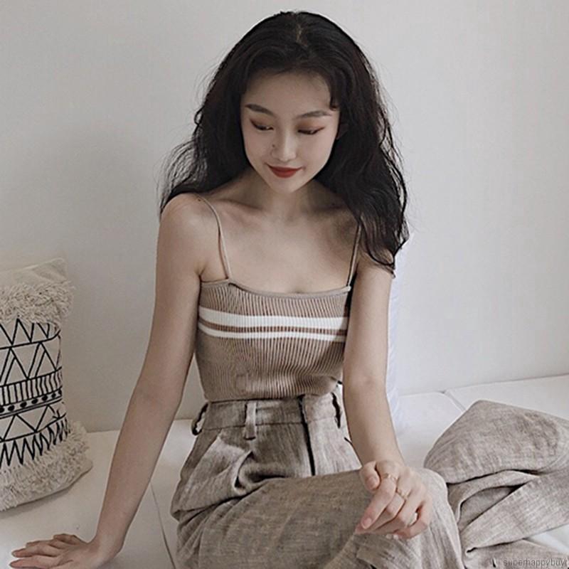 Áo Tank Top Dệt Kim Hoạ Tiết Kẻ Sọc Thiết Kế Quyến Rũ | BigBuy360 - bigbuy360.vn