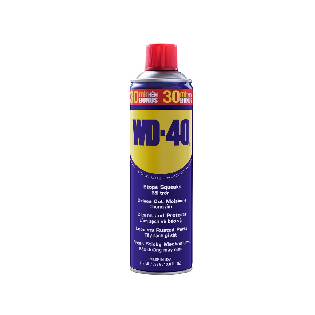 WD-40 DẦU BÔI TRƠN & CHỐNG RỈ SÉT ĐA NĂNG (412ML + Tặng thêm 30ML%)