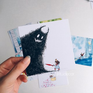 SET 6 TẤM POSTCARD CÔ BÉ TÓC XÙ TRANG TRÍ