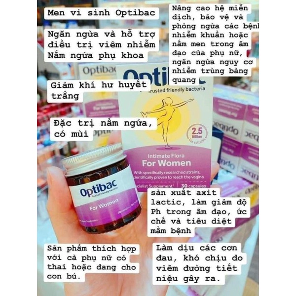 Men Vi Sinh Optibac Tím Probiotics For Women, UK 30 viên