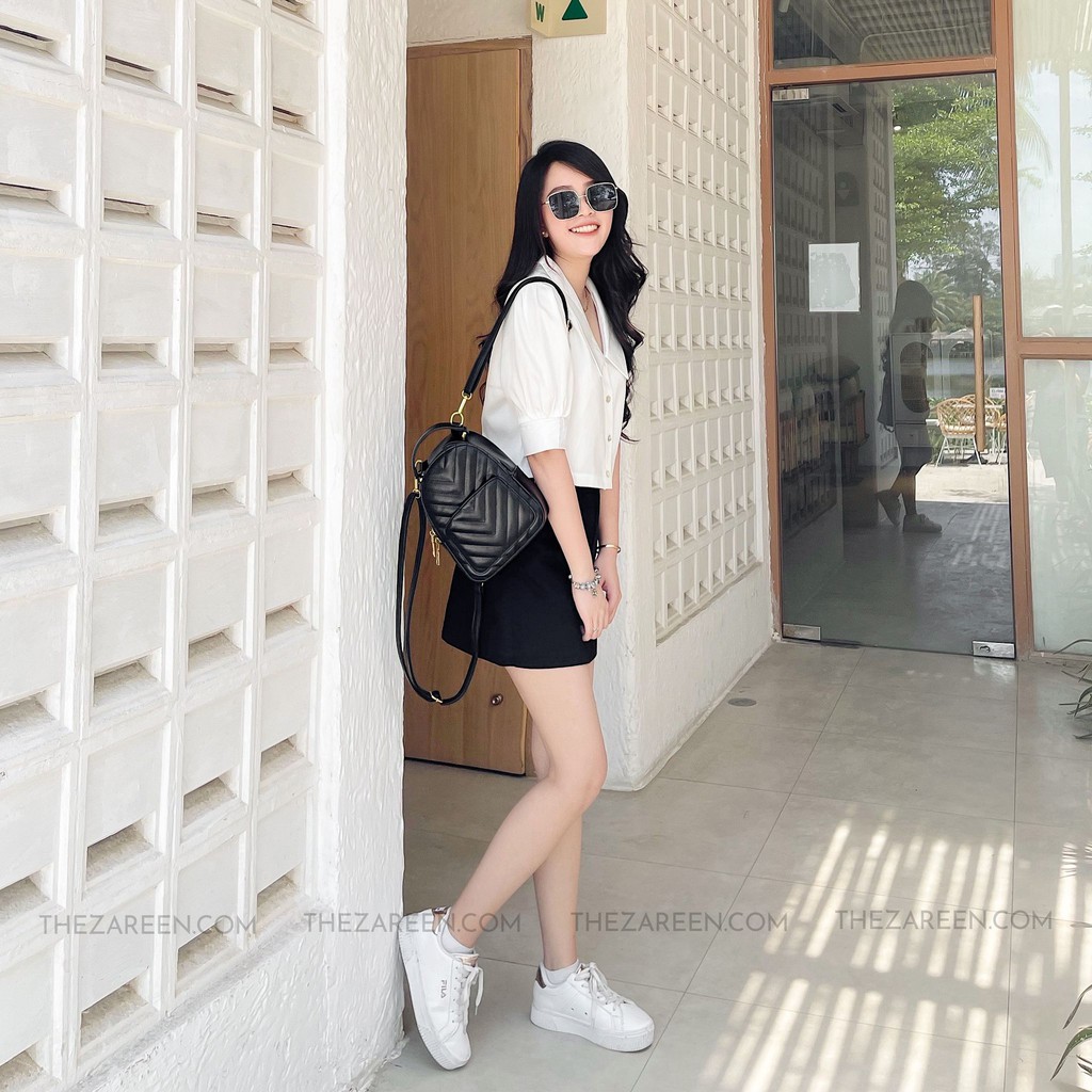 [Mã WASKT304 giảm 15% tối đa 30K đơn 99K] ÁO SƠ MI CROPTOP CỔ NHỌN ZAREEN SOM47 | BigBuy360 - bigbuy360.vn