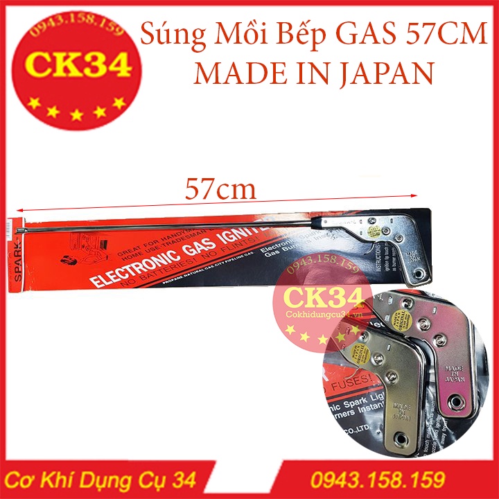 Súng đánh tia lửa mồi bếp ga MADE IN JANPAN SPARK-L INOX dài 37cm