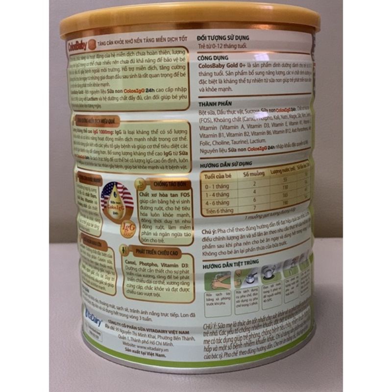 Sữa Colosbaby 0+800g Gold 1000lgG