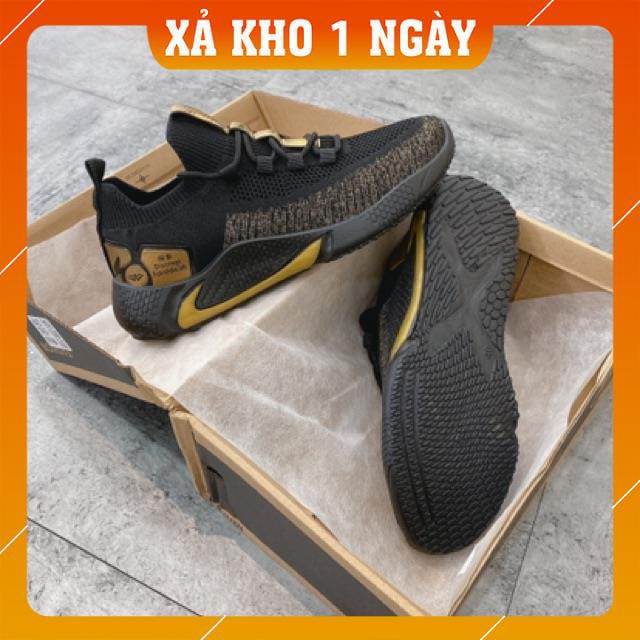 [FreeShip - Hàng New] Giày thể thao nam, giày nam vải sợi thể thao cao cấp đen nhũ vàng D63