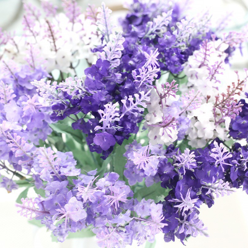 NHÁNH HOA LAVENDER 3 MÀU HOA GIẢ bằng lụa ĐẸP-decor trang trí nhà cửa, quán cafe, để bàn