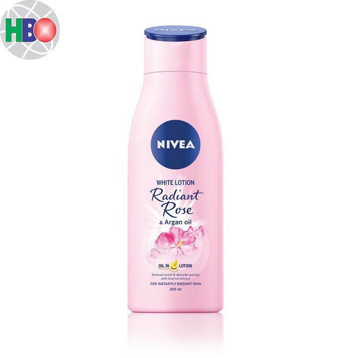 85706-Sữa dưỡng thể dưỡng trắng NIVEA hương hoa hồng Radiant Rose 200ml