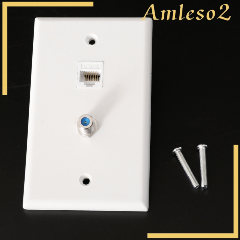 [AMLESO2]Coaxial F Connector Ethernet Network Wall Plate Coax     Socket Outlet