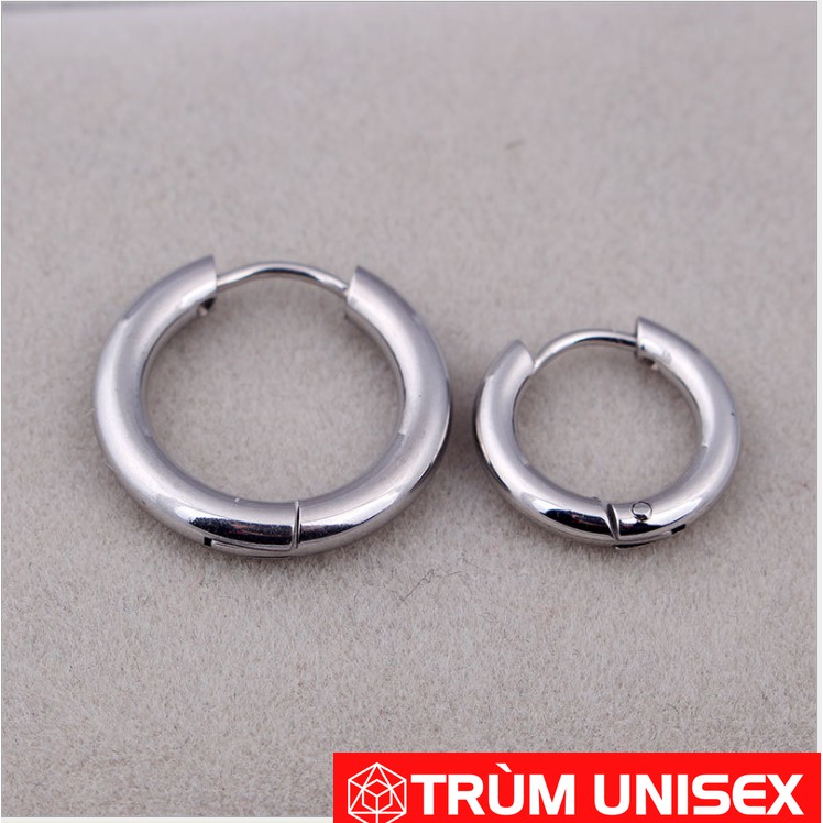 [Hàng Có Sẵn] Khuyên Tai Inox Tròn Unisex dạng trung 1 Đôi Không Gỉ