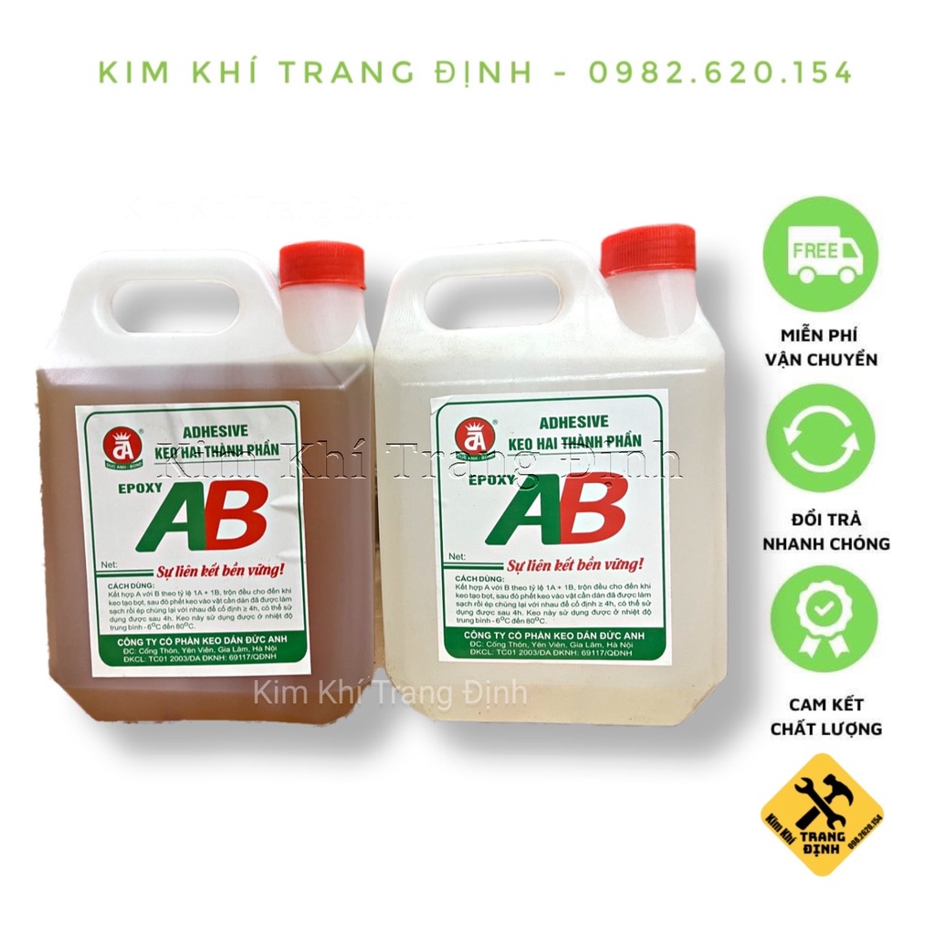 Keo AB 2 thành phần gắn gỗ Đức Anh 4lít/cặp