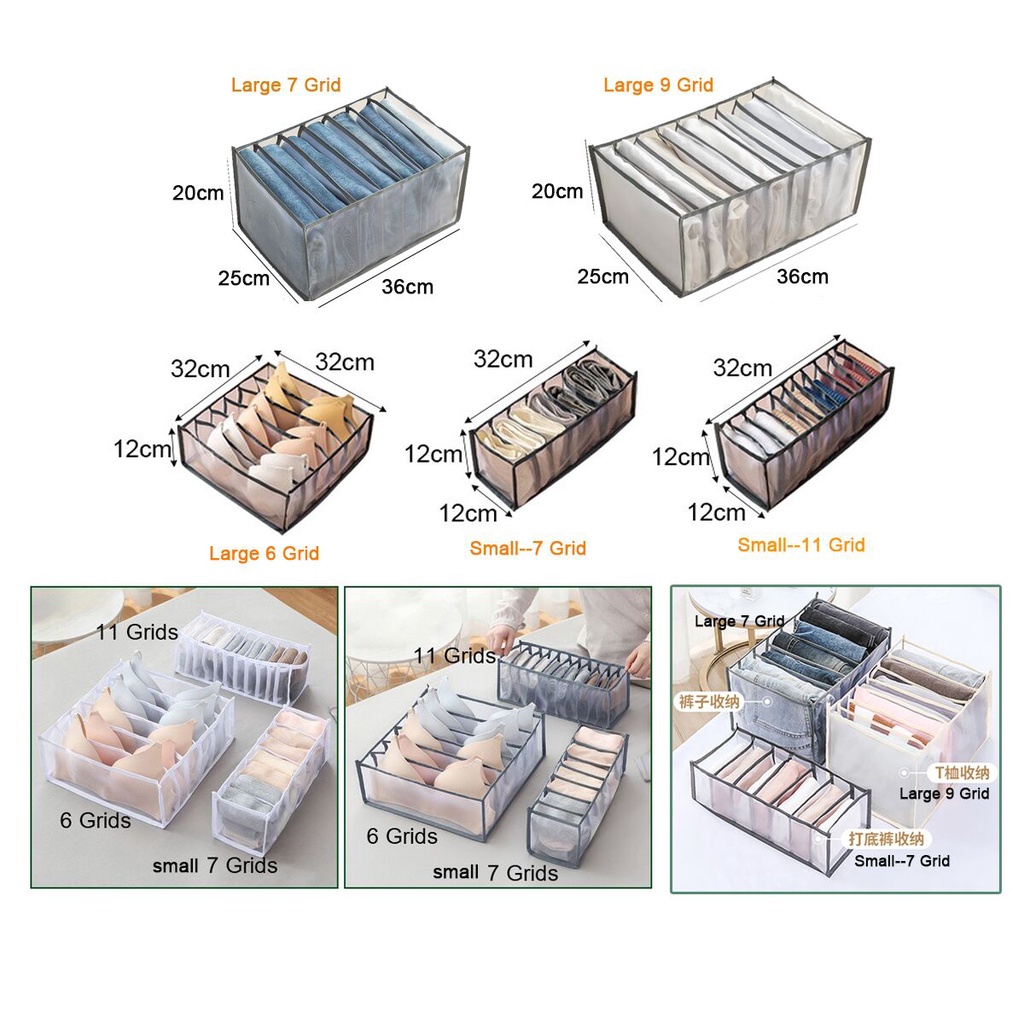 6/7/9/11ngăn Hộp đựng đồ lót áo ngực, Hộp ngăn kéo đựng đồ, Hộp đựng đồ lót bít tất, Hộp đựng áo phông quần jean, Hộp ngăn quần jean, Hộp đựng quần áo