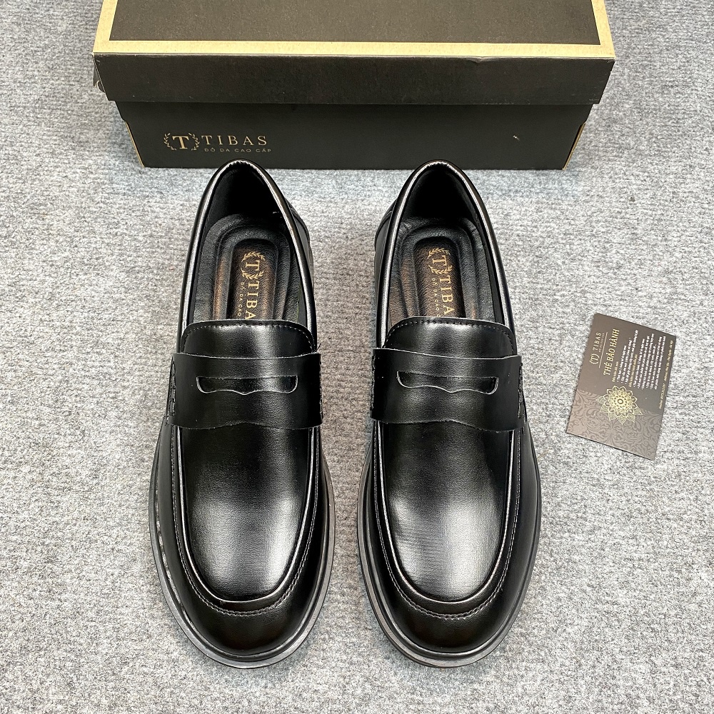 Penny Loafer Full Black Da Xít Cao Cấp TIBAS, Giày Lười Sơn Tùng Hot Trend