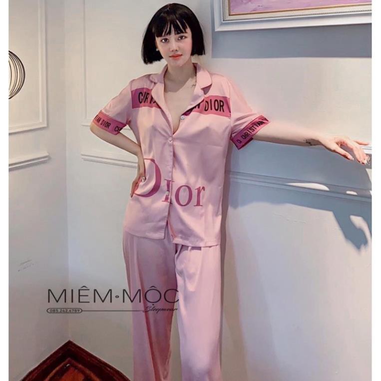 Đồ Bộ Mặc Nhà Pijama Nữ Tay Ngắn Cao Cấp - Đồ Ngủ Lụa Quảng Châu TN