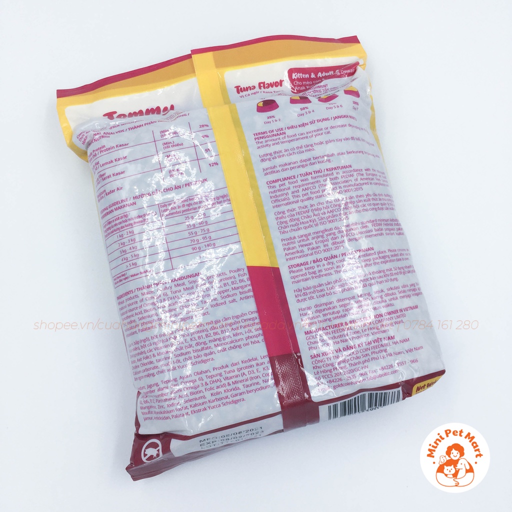 Thức ăn hạt cho mèo con và mèo trưởng thành TOMMY 500g - Vị cá ngừ