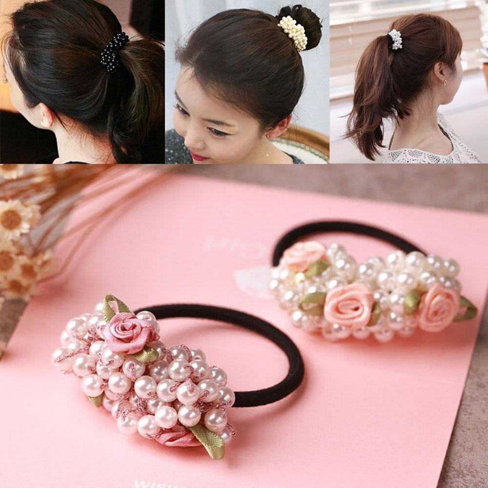 Dây Buộc Tóc Đính Hạt Và Hoa Thời Trang Cho Nữ