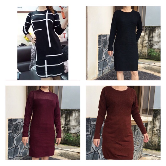 💥💥 Đầm len dáng suông tay dài