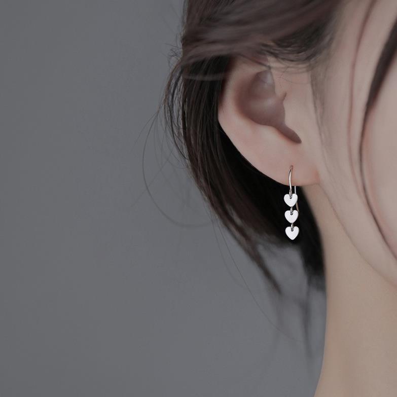 (049) Khuyên Tai Bông Tai Tua Rua Dải Dây Trái Tim Nhỏ Xinh Xắn