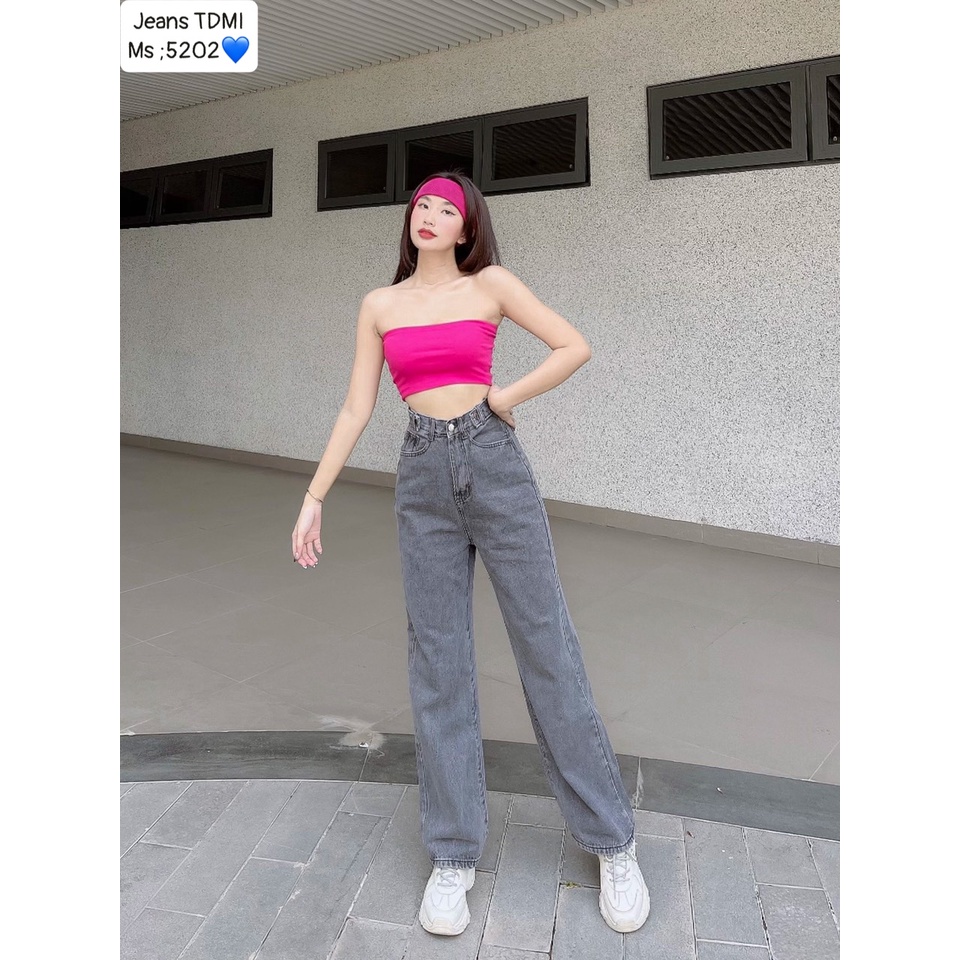 Quần bò nữ vải bò,quần jeans ống rộng lưng cao, Quần jean nữ ống rộng xanh đen dáng suông dáng dài ulzzang BGJ008 | BigBuy360 - bigbuy360.vn