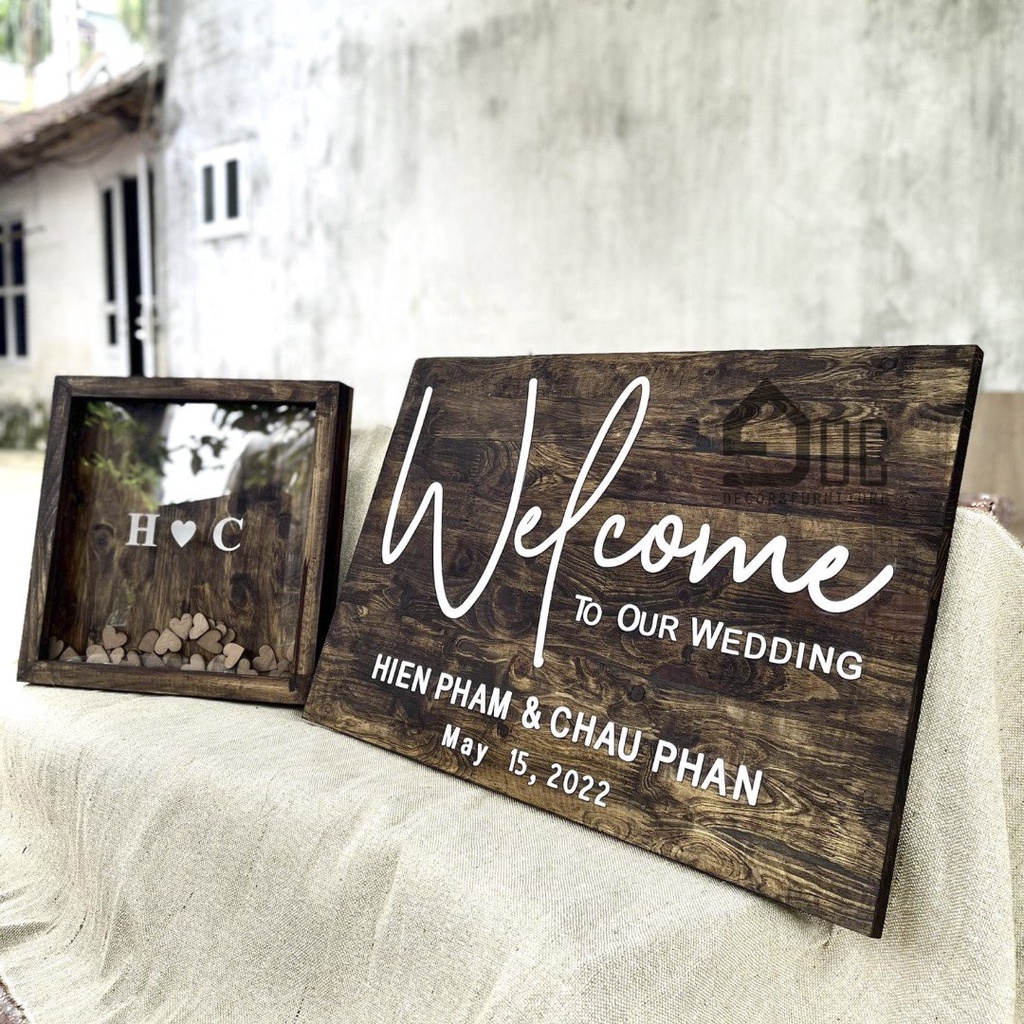 Biển, Bảng Trang Trí Tiệc Cưới Phong Cách Vintage Theo Yêu Cầu Góc Decor