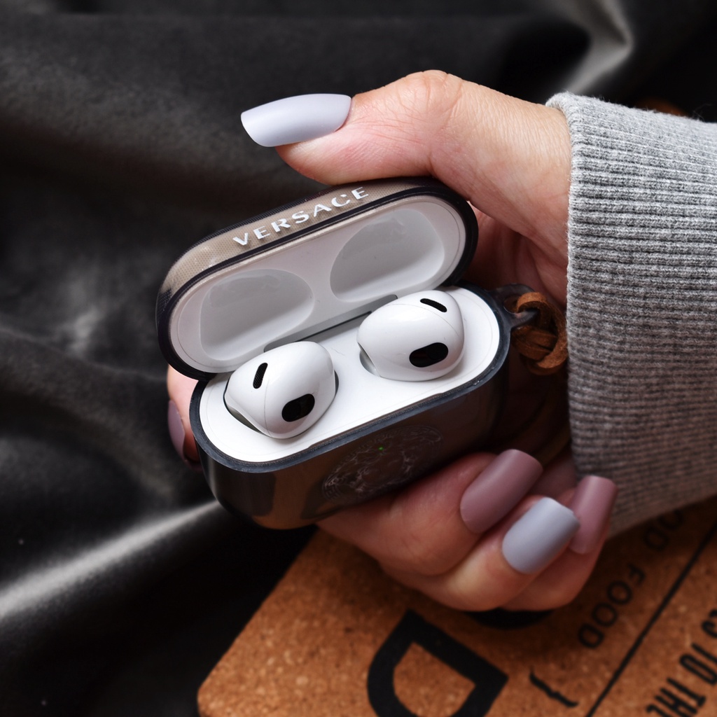 Vỏ Bảo Vệ Hộp Sạc Tai Nghe AirPods 1/2/3/Pro gen3 Bluetooth Bằng Silicon Mềm Chống Rơi Màu Đen/Nâu Thời Trang