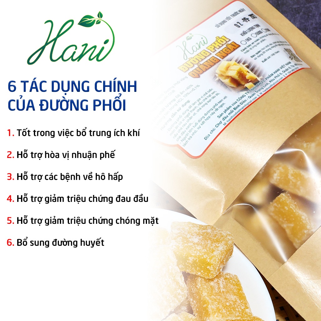 1Kg Đường Phèn Phổi Vàng Quảng Ngãi Không Tẩy, Đường Phổi Loại 1, Ngon Sạch ✨ Nông Sản Hani Food