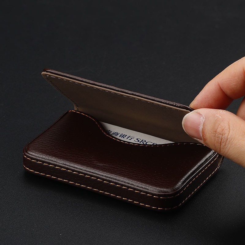 Ví Da PU Nam Châm Màu Nâu / Đen / Nâu / Cà Phê Đựng Danh Thiếp / Danh Thiếp Đa Ứng