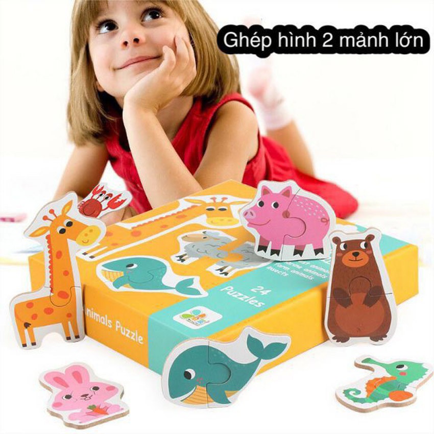 Đồ Chơi Ghép hình PUZZLE 2 mảnh hộp BÌA BẢN TO ĐẸP|