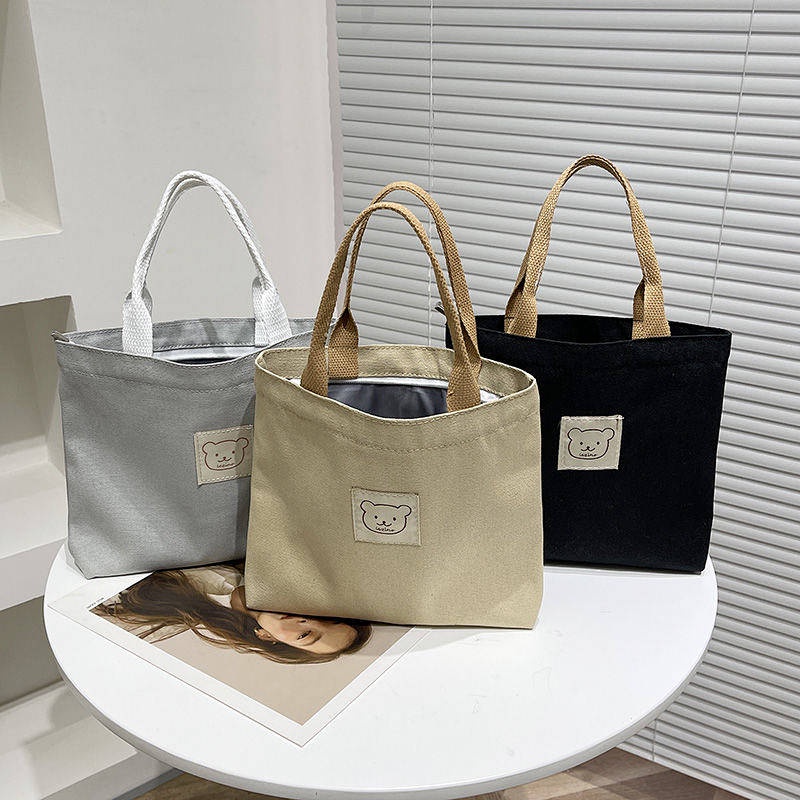 Original Japanese Style Small Bucket Type One-Shoulder Tote Canvas Bag Handbag Simple Versatile Handheld Bento Lunch Box Bag Women 2XOg