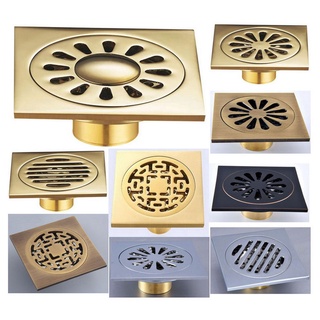Nắp cống thoát nước sàn nhà tắm hình vuông 4 "bằng đồng thau nkh202