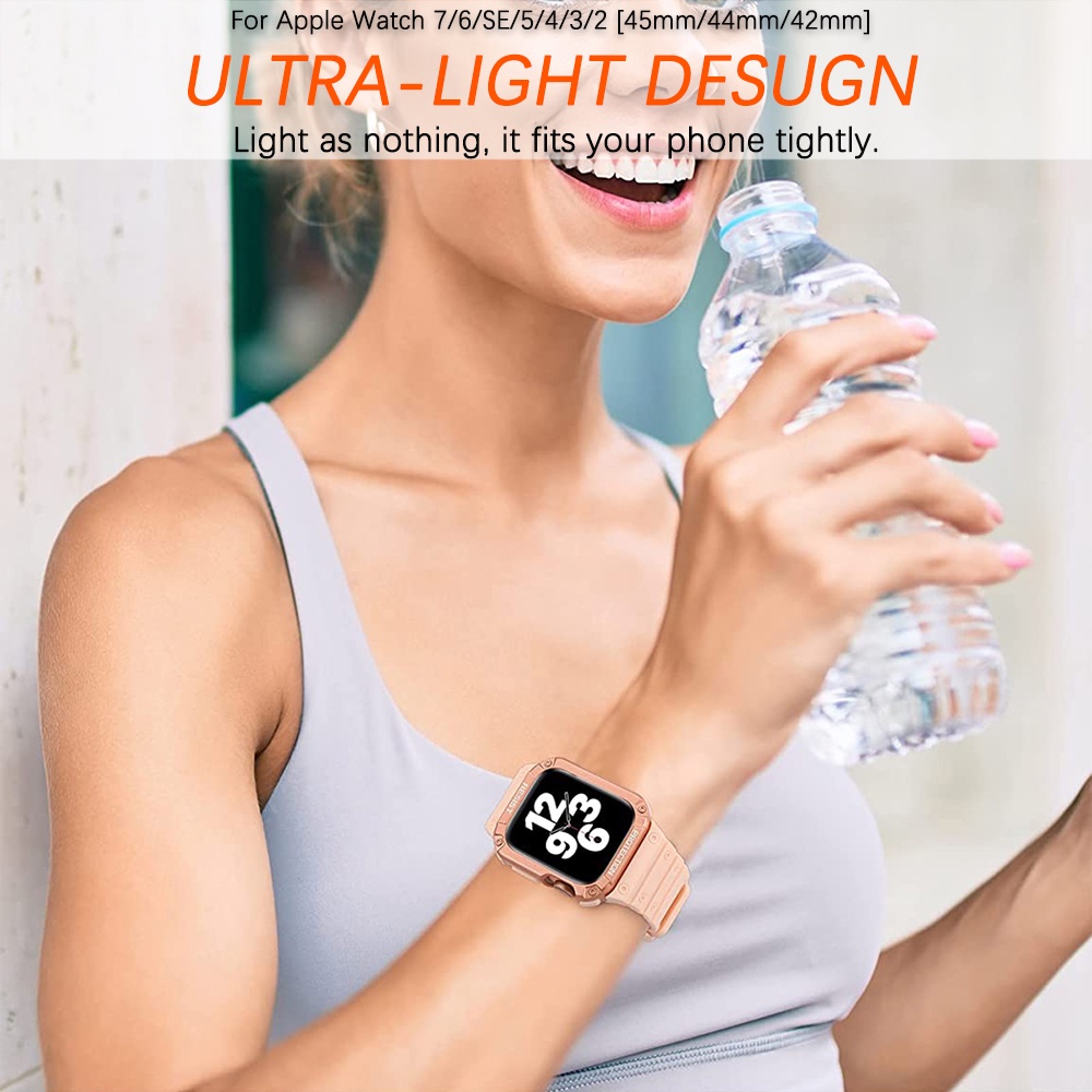 Ninki Ốp Bảo Vệ Bằng TPU + PC Cao Cấp Có Dây Đeo Cho iWatch Series 8/7/6/SE/5/4 45mm 44mm 42mm iWatch 8/7 45mm