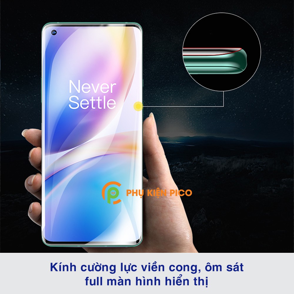 Kính cường lực Oneplus 8 nhận vân tay trong màn màn hình đèn UV cỡ lớn T-Max - Dán màn hình Oneplus 8