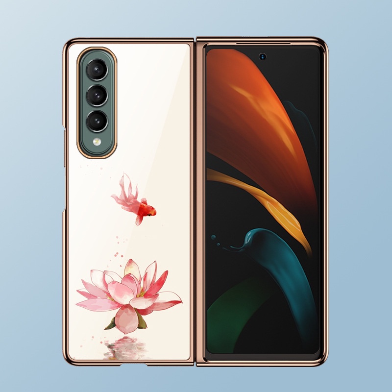 Z Ốp Điện Thoại Mặt Kính Cường Lực Họa Tiết Hoa / Chuồn Chuồn / Cá / Chuồn Chuồn Cho Samsung Galaxy Z Fold4 Z Fold3 Z Fold2 Z Fold4 4