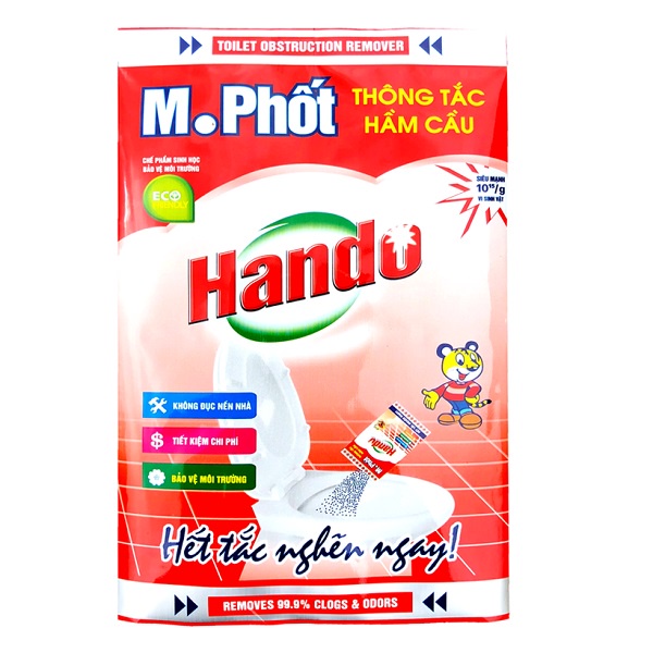 Bộ 2 gói Thông tắc hầm cầu M. Phốt Hando 215g (đỏ)