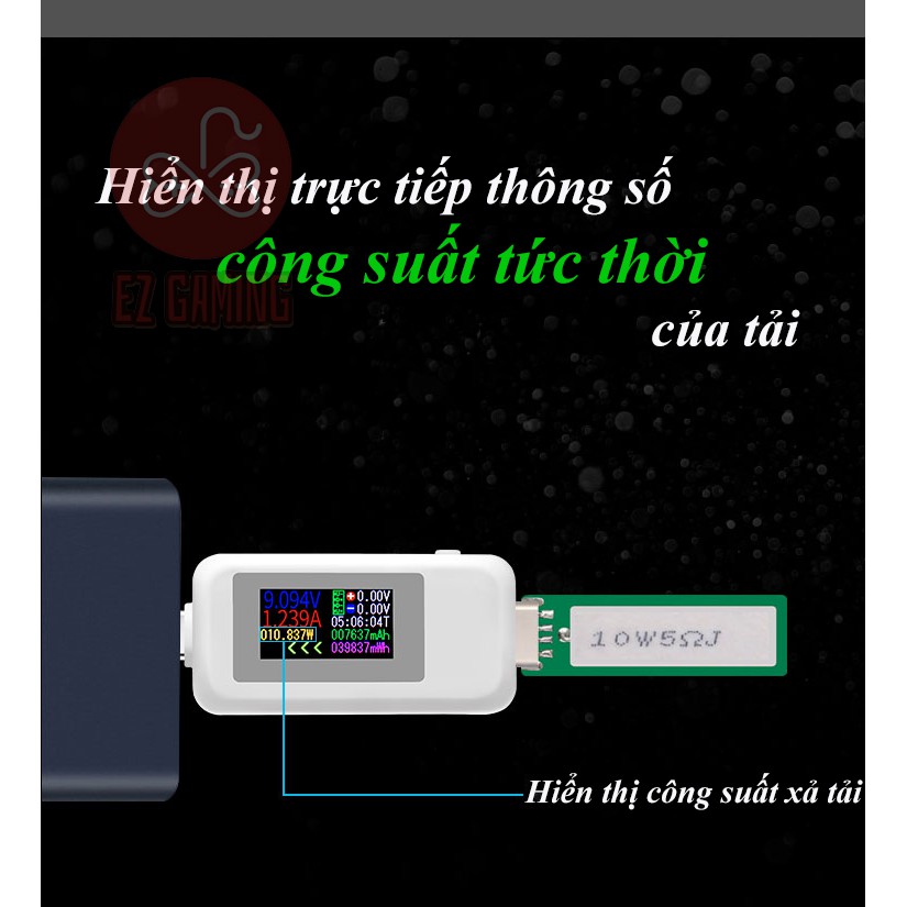 [Mới 2020] USB tester màn hình màu  KEWEISI KWS-1902C  đo dòng điện, điện áp, công suất, dung lượng test cáp sạc, pin dp