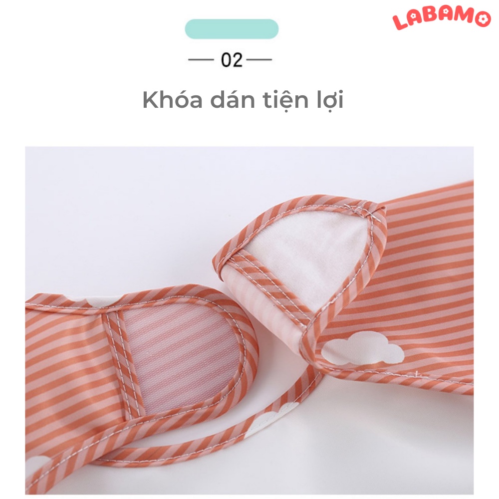 Áo yếm ăn dặm cho bé BLW dài tay chống thấm có máng hứng thức ăn rơi LABAMO AY01