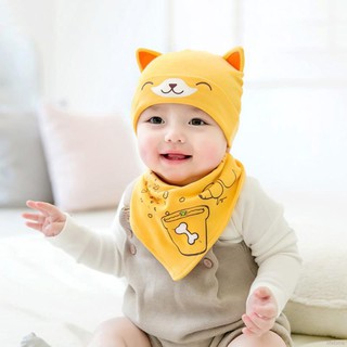 Set mũ + yếm cotton cho bé yêu