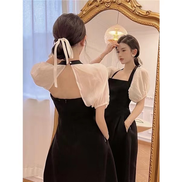 Đầm Dài Cổ Vuông Phong Cách Phương Tây Thời Trang Cho Nữ váy du tiệc dáng dài váy nữ dài bigsize