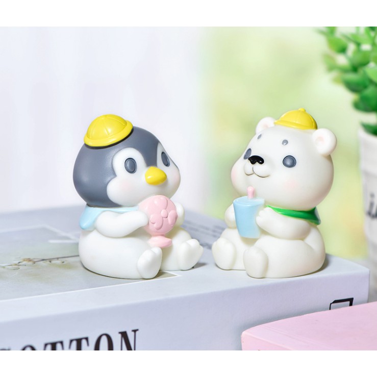 Búp bê gấu trắng và chim cánh cụt rỗng nhẹ thích hợp trang trí bánh, tiểu cảnh, terrarium, DIY