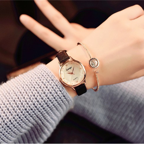 Đồng hồ thời trang nữ Kasiqi KC049 kiểu dáng Hàn Quốc, dây da mềm êm tay | BigBuy360 - bigbuy360.vn
