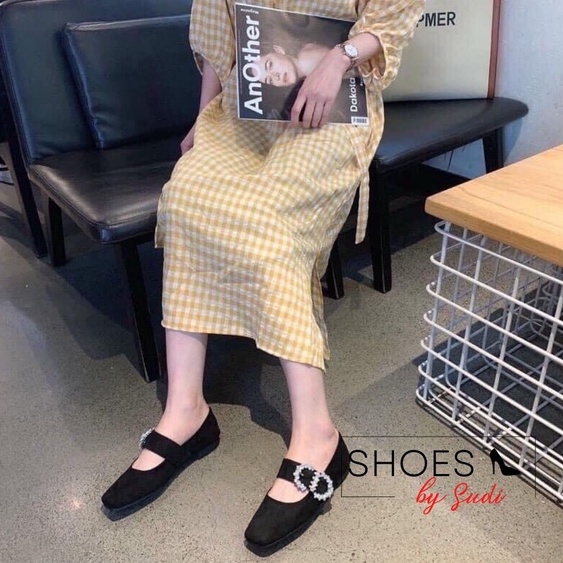 Giày bệt vải nhung SUDI-SHOES-SD015_BAF đính đá siêu sang chảnh