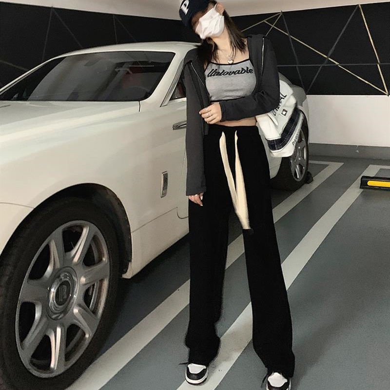 COZOK Quần ống rộng lưng cao co dãn tốt